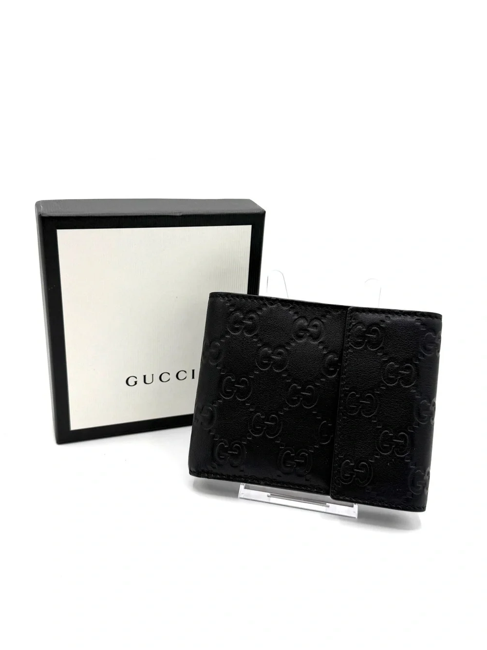 Gucci Black Embossed GG Leather Money Clip